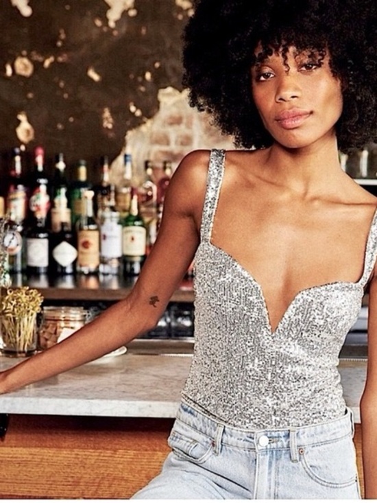 Free People Tops - Free People Silver Sequin V-Neck Tank Top